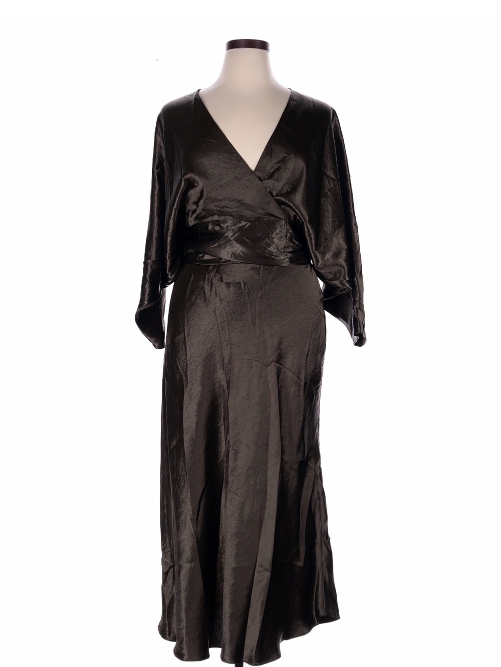 Zara Silky Dark Brown Wrap Maxi Dress